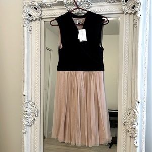 Charcoal grey and rose tulle dress